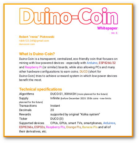 Whitepaper om Duinocoin (DUCO)